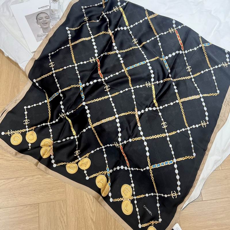 Chanel silk scarf 90-180cm E20 (5)